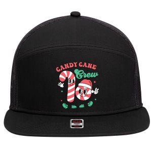 Christmas Candy Cane Crew Cute Matching Family 7 Panel Mesh Trucker Snapback Hat