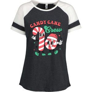 Christmas Candy Cane Crew Cute Matching Family Enza Ladies Jersey Colorblock Tee