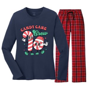 Christmas Candy Cane Crew Cute Matching Family Women's Long Sleeve Flannel Pajama Set 