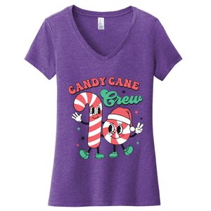 Christmas Candy Cane Crew Cute Matching Family Women's V-Neck T-Shirt