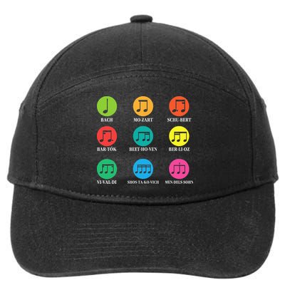 Classic Composers Classical Music Musical Notes 7-Panel Snapback Hat