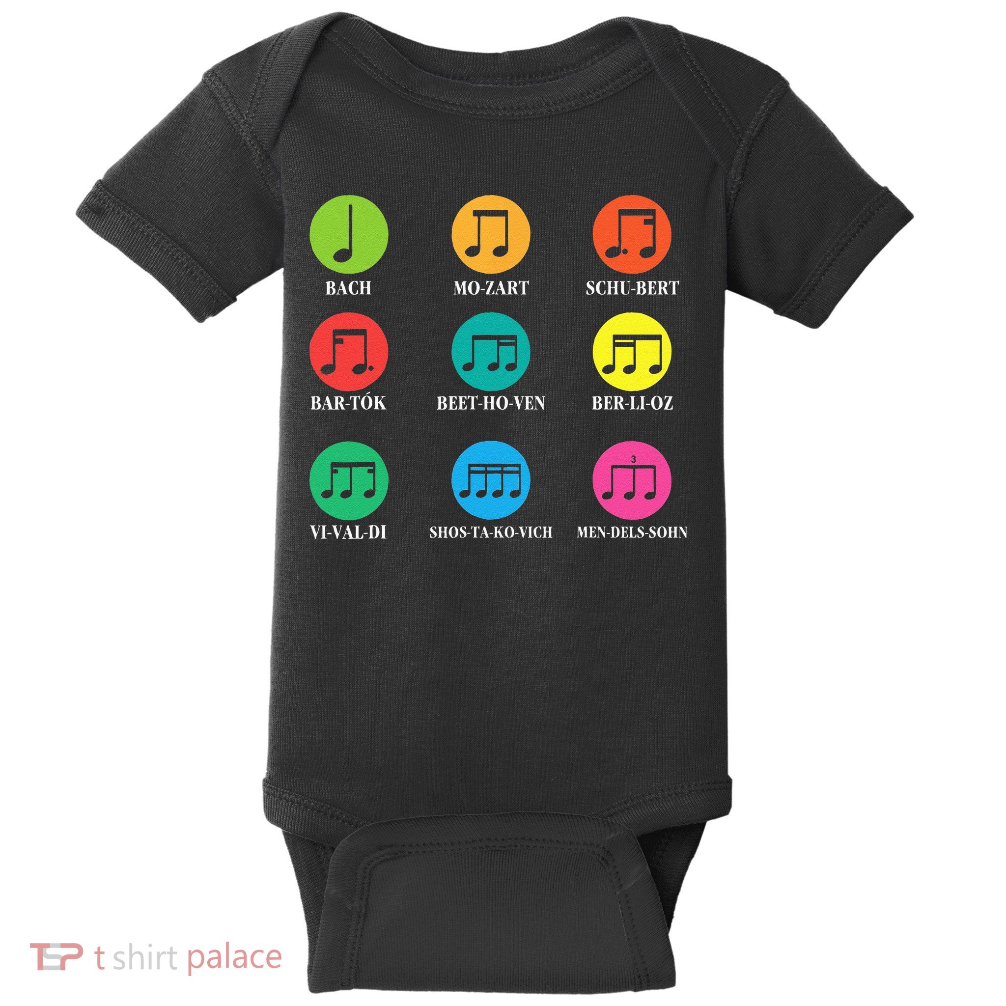 Classic Composers Classical Music Musical Notes Baby Bodysuit