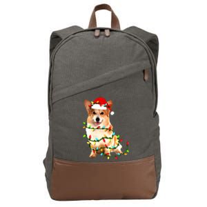 Corgi Christmas Cute Gift Cotton Canvas Backpack