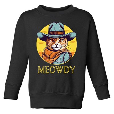 Cat Cowboy Cowgirl Halloween Meow Howdy Meowdy Toddler Sweatshirt