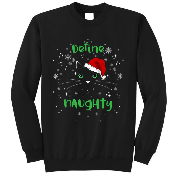 Cute Christmas Cat Define Naughty Meowy Catmas Santa Kitty Sweatshirt