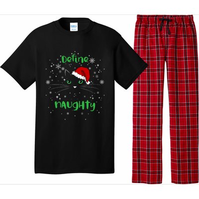 Cute Christmas Cat Define Naughty Meowy Catmas Santa Kitty Pajama Set