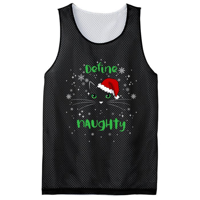 Cute Christmas Cat Define Naughty Meowy Catmas Santa Kitty Mesh Reversible Basketball Jersey Tank