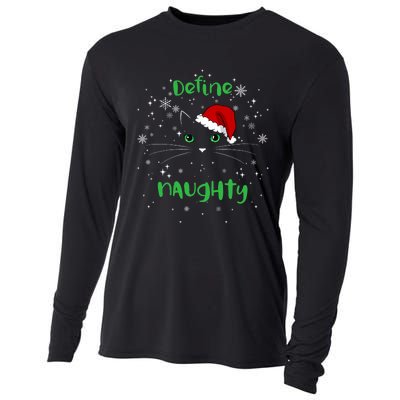 Cute Christmas Cat Define Naughty Meowy Catmas Santa Kitty Cooling Performance Long Sleeve Crew