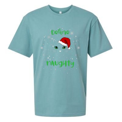 Cute Christmas Cat Define Naughty Meowy Catmas Santa Kitty Sueded Cloud Jersey T-Shirt