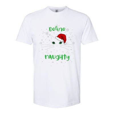 Cute Christmas Cat Define Naughty Meowy Catmas Santa Kitty Softstyle CVC T-Shirt