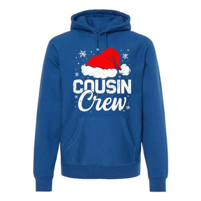 Christmas Cousin Crew Santa Hat Vintage Pajamas Family Xmas Cool Gift Premium Hoodie