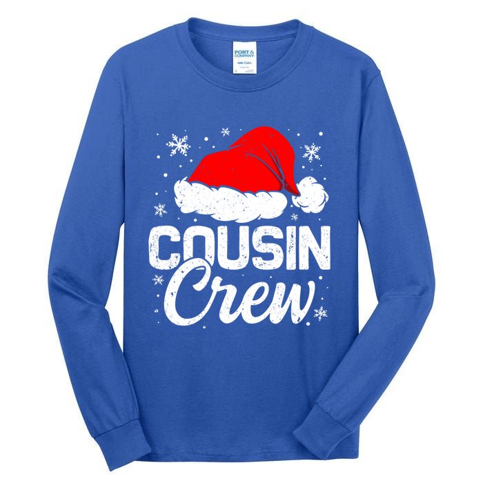 Christmas Cousin Crew Santa Hat Vintage Pajamas Family Xmas Cool Gift Tall Long Sleeve T-Shirt