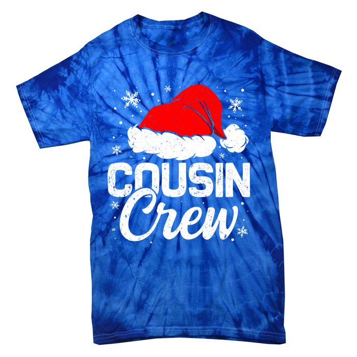 Christmas Cousin Crew Santa Hat Vintage Pajamas Family Xmas Cool Gift Tie-Dye T-Shirt