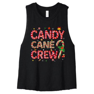 Candy Cane Crew Funny Christmas Candy Lover Xmas Pajamas Women's Racerback Cropped Tank