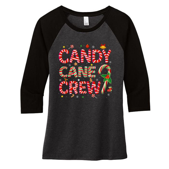 Candy Cane Crew Funny Christmas Candy Lover Xmas Pajamas Women's Tri-Blend 3/4-Sleeve Raglan Shirt