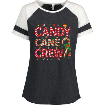 Candy Cane Crew Funny Christmas Candy Lover Xmas Pajamas Enza Ladies Jersey Colorblock Tee