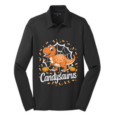 Candy Corn Candy Saurus Dinosaur Halloween Costume Gift Silk Touch Performance Long Sleeve Polo