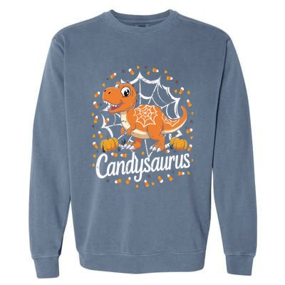 Candy Corn Candy Saurus Dinosaur Halloween Costume Gift Garment-Dyed Sweatshirt