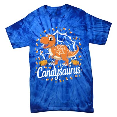 Candy Corn Candy Saurus Dinosaur Halloween Costume Gift Tie-Dye T-Shirt