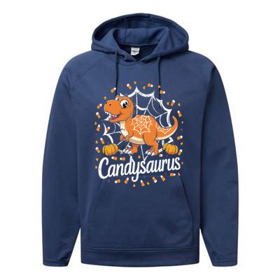 Candy Corn Candy Saurus Dinosaur Halloween Costume Gift Performance Fleece Hoodie