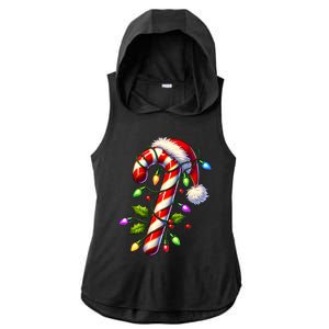 Candy Cane Crew Christmas Light Family Xmas Santa Ladies PosiCharge Tri-Blend Wicking Draft Hoodie Tank