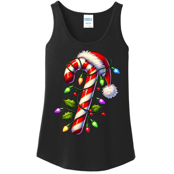 Candy Cane Crew Christmas Light Family Xmas Santa Ladies Essential Tank