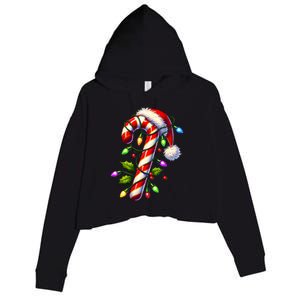 Candy Cane Crew Christmas Light Family Xmas Santa Crop Fleece Hoodie