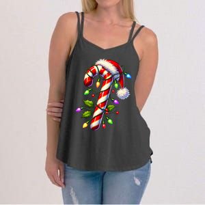 Candy Cane Crew Christmas Light Family Xmas Santa Women's Strappy Tank