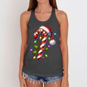 Candy Cane Crew Christmas Light Family Xmas Santa Women's Knotted Racerback Tank