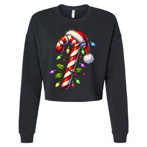 Candy Cane Crew Christmas Light Family Xmas Santa Cropped Pullover Crew