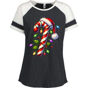 Candy Cane Crew Christmas Light Family Xmas Santa Enza Ladies Jersey Colorblock Tee