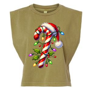 Candy Cane Crew Christmas Light Family Xmas Santa Garment-Dyed Women's Muscle Tee