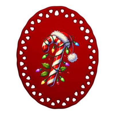 Candy Cane Crew Christmas Light Family Xmas Santa Ceramic Oval Ornament