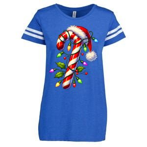 Candy Cane Crew Christmas Light Family Xmas Santa Enza Ladies Jersey Football T-Shirt