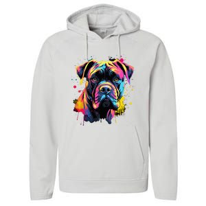 Cute Cane Corso Dog On Painted Cane Corso Performance Fleece Hoodie