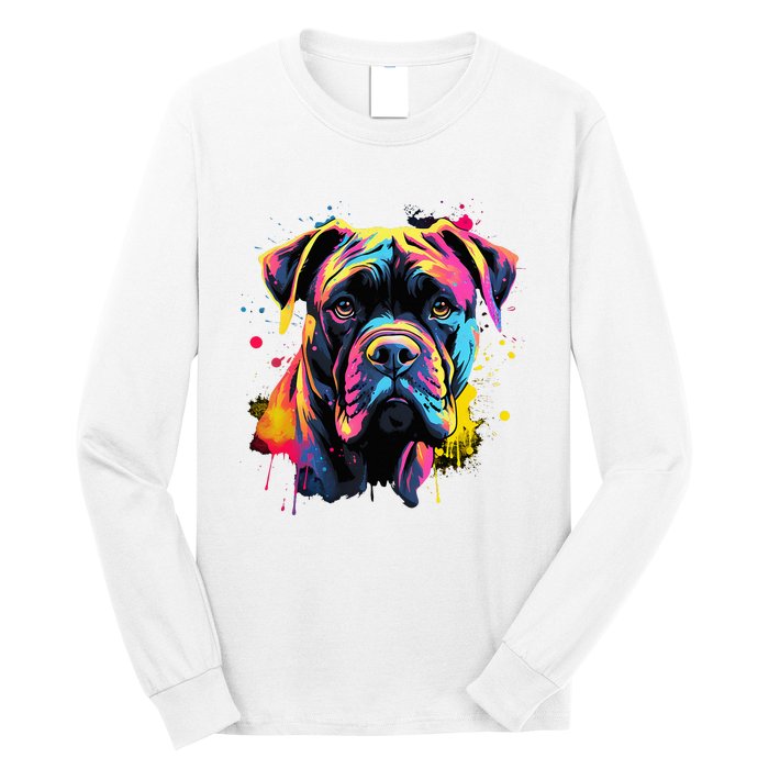 Cute Cane Corso Dog On Painted Cane Corso Long Sleeve Shirt