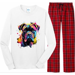 Cute Cane Corso Dog On Painted Cane Corso Long Sleeve Pajama Set