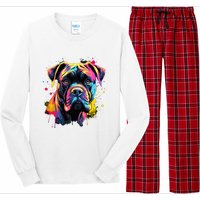 Cute Cane Corso Dog On Painted Cane Corso Long Sleeve Pajama Set