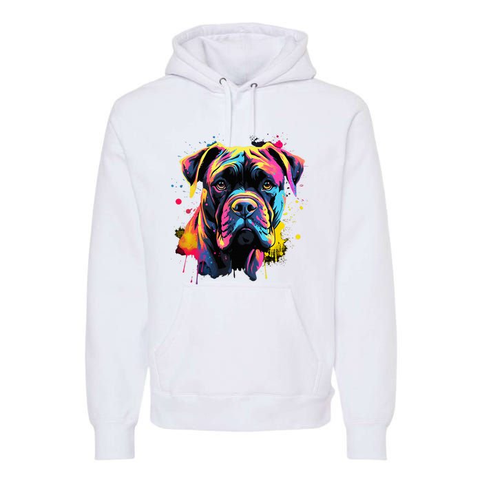 Cute Cane Corso Dog On Painted Cane Corso Premium Hoodie