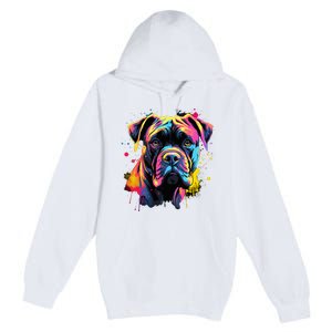 Cute Cane Corso Dog On Painted Cane Corso Premium Pullover Hoodie