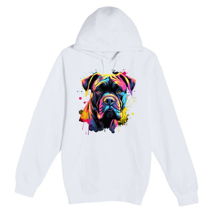 Cute Cane Corso Dog On Painted Cane Corso Premium Pullover Hoodie