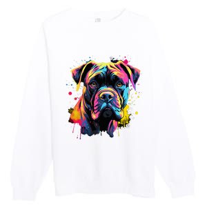 Cute Cane Corso Dog On Painted Cane Corso Premium Crewneck Sweatshirt