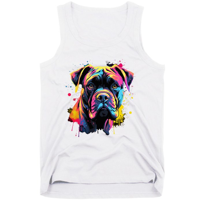 Cute Cane Corso Dog On Painted Cane Corso Tank Top