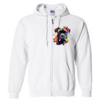 Cute Cane Corso Dog On Painted Cane Corso Full Zip Hoodie