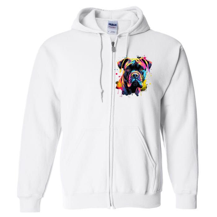 Cute Cane Corso Dog On Painted Cane Corso Full Zip Hoodie