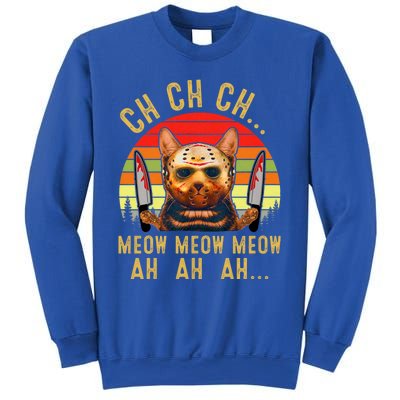 Ch Ch Ch Meow Meow Ah Ah Ah Funny Scary Friday Cat Costume Sweatshirt