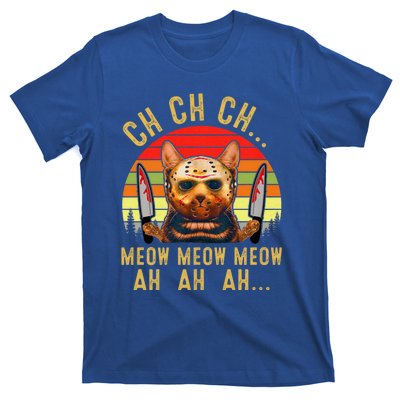 Ch Ch Ch Meow Meow Ah Ah Ah Funny Scary Friday Cat Costume T-Shirt