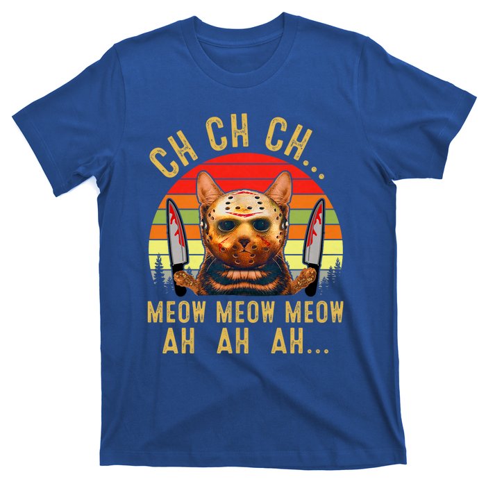 Ch Ch Ch Meow Meow Ah Ah Ah Funny Scary Friday Cat Costume T-Shirt