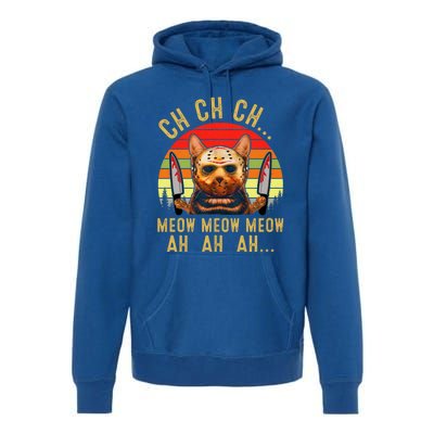 Ch Ch Ch Meow Meow Ah Ah Ah Funny Scary Friday Cat Costume Premium Hoodie