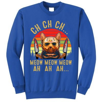 Ch Ch Ch Meow Meow Ah Ah Ah Funny Scary Friday Cat Costume Tall Sweatshirt